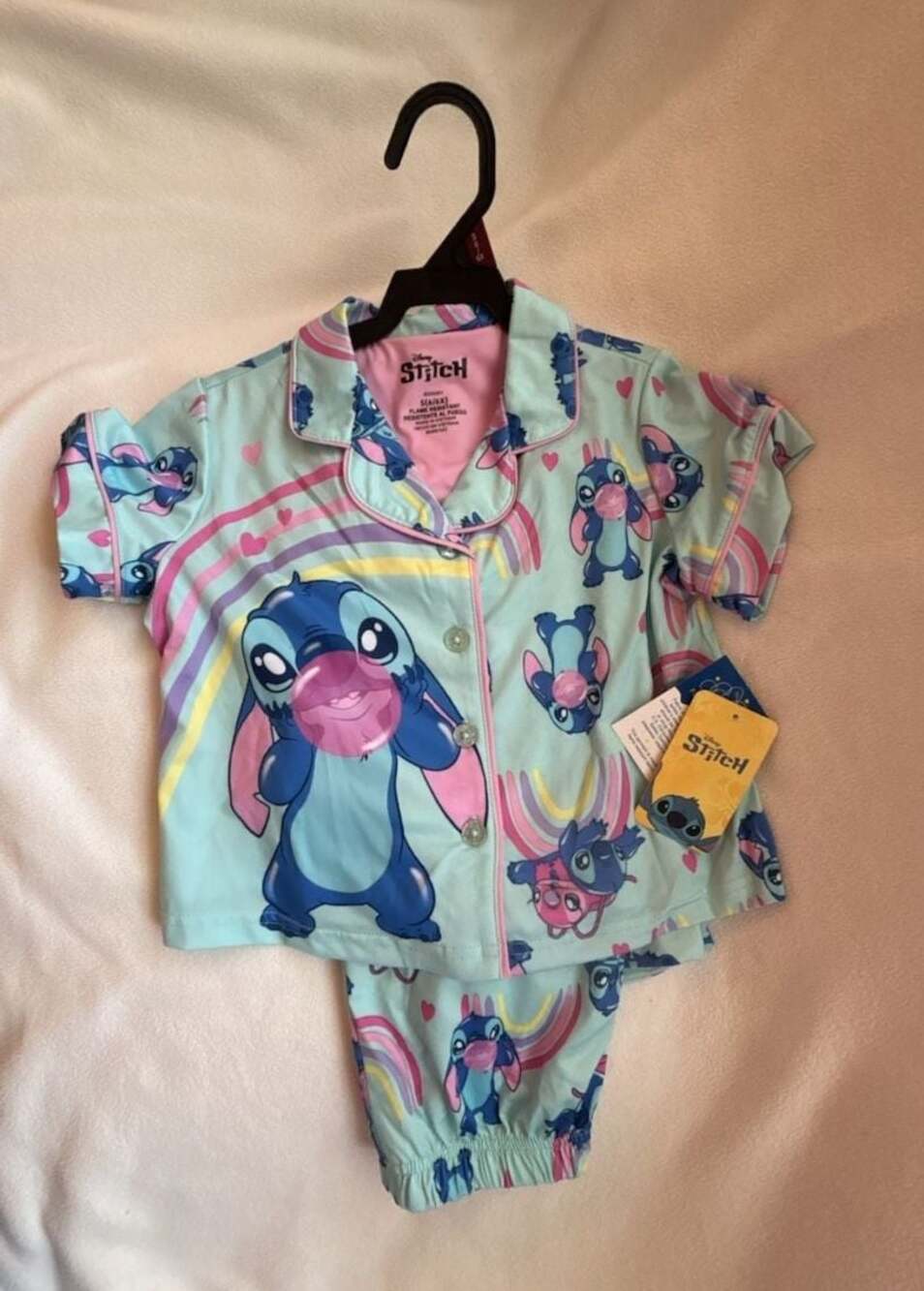 Disney Lilo & Stitch Girls 2-Piece Short Sleeve Button-Down Pajama Set